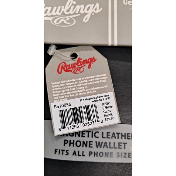 NIB Rawlings Black Leather Magnetic Phone Wallet With RFID Protection - Picture 4 of 5